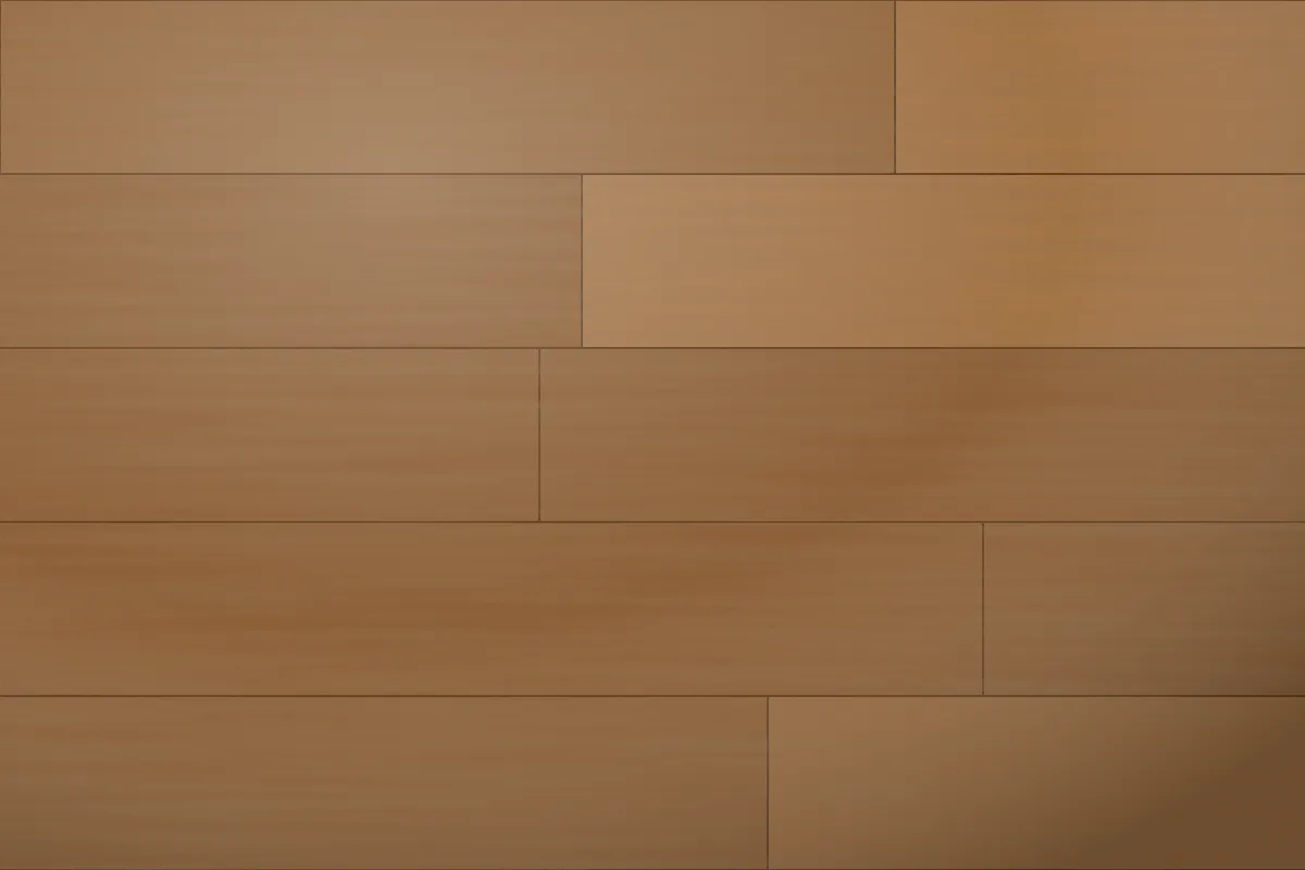 Illustration of wide engineered wood planks in a warm brown oak finish