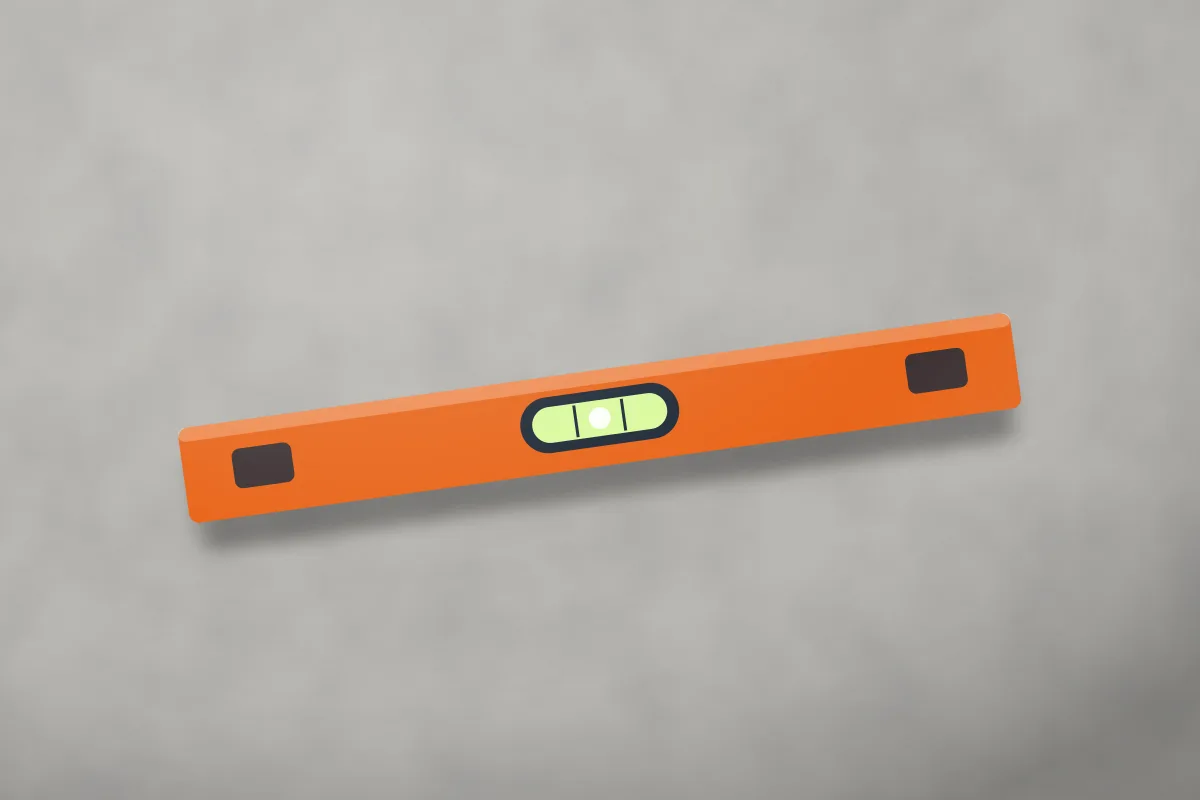 Illustration of a spirit level resting on a freshly levelled screed subfloor